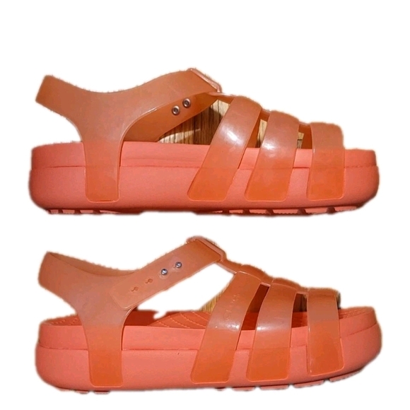 Crocs Womens Splash Glossy Fisherman Sandals Strappy Platform Watermelon Pink 6 - Picture 4 of 6